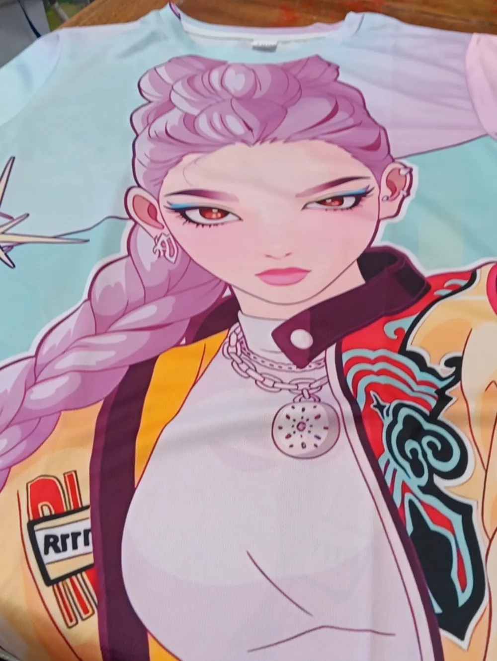 Pink and Aqua Anime Print Top - Stylish Graphic Design Demon Hunters  RUMI
